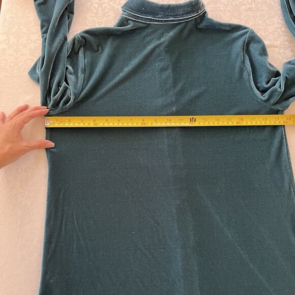 Soft Surroundings Womens Velvet Button Front Top XS Teal Green Stretch Colorful - Picture 6 of 11